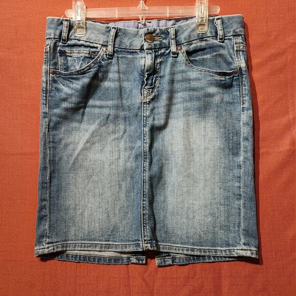 Gap 1969 Sz 8/M Blue Denim Jean Pencil Skirt 4 Pockets w/ Slit Y2K 90s Retro - Picture 1 of 8